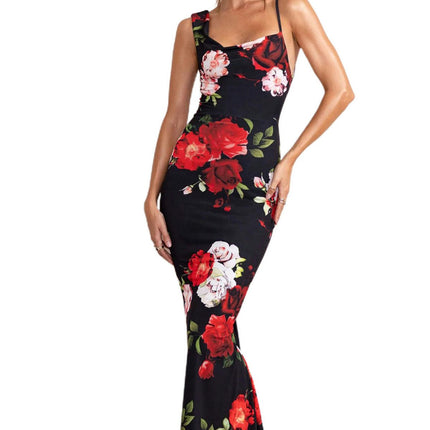 Women's Sleeveless Spaghetti Strap Elegant Evening Party Bodycon Maxi Dresses