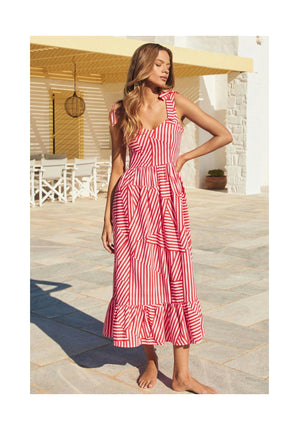 Women's Summer Boho Spaghetti Strap Ruffle Flowy Beach Swing Maxi Dress