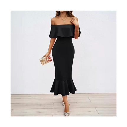 Women Sexy Off Shoulder Bodycon Mermaid Cocktail Party Midi Dresses