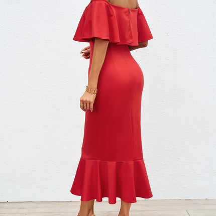 Women Sexy Off Shoulder Bodycon Mermaid Cocktail Party Midi Dresses