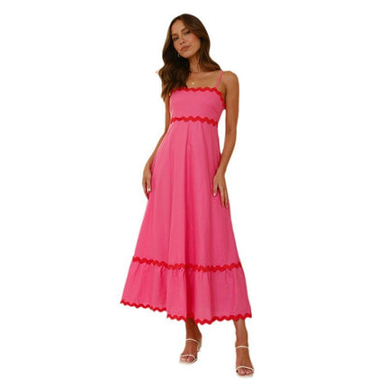 Womens Summer Flowy Maxi Dress Sleeveless Spaghetti Strap Ruffle Beach Long Dresses