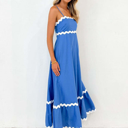 Womens Summer Flowy Maxi Dress Sleeveless Spaghetti Strap Ruffle Beach Long Dresses