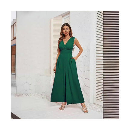 Jumpsuits for Women Dressy V Neck Sleeveless Wide Leg Long Pants Rompers