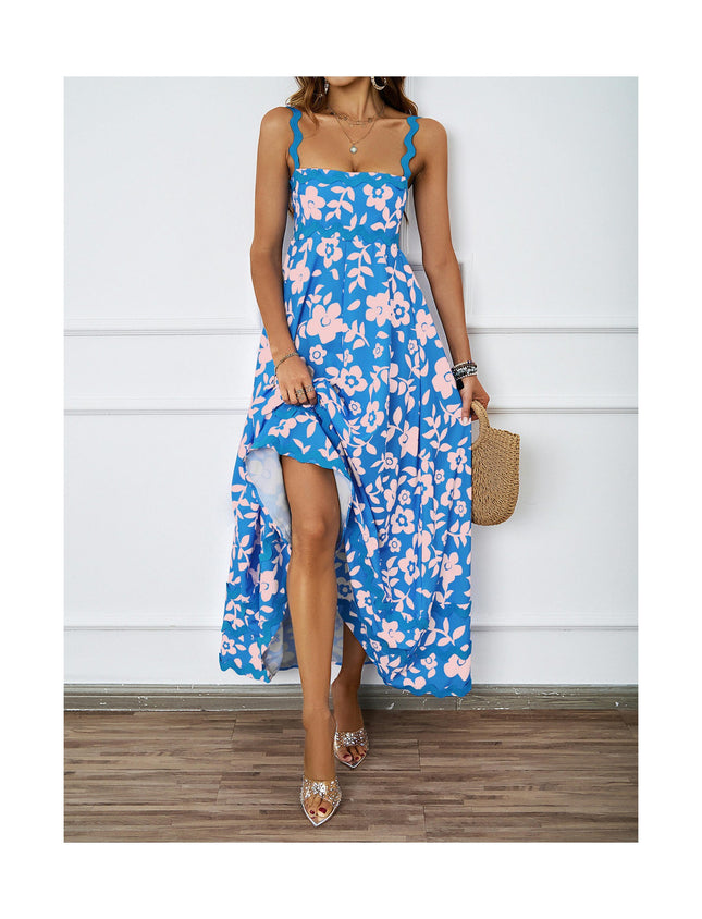 Womens Summer Sleeveless Spaghetti Strap Flowy Beach Maxi Dress