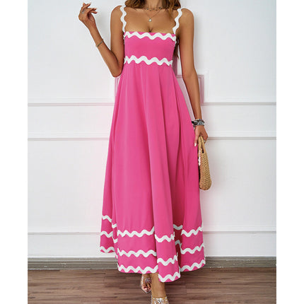 Womens Summer Sleeveless Spaghetti Strap Flowy Beach Maxi Dress