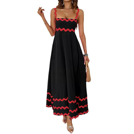 Womens Summer Sleeveless Spaghetti Strap Flowy Beach Maxi Dress