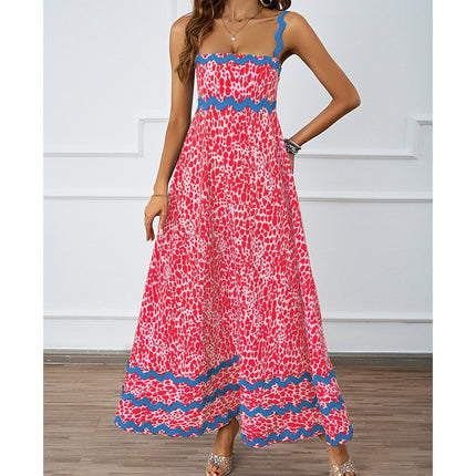 Womens Summer Sleeveless Spaghetti Strap Flowy Beach Maxi Dress