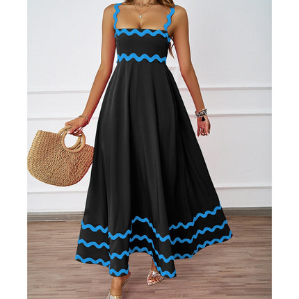 Womens Summer Sleeveless Spaghetti Strap Flowy Beach Maxi Dress