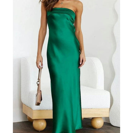 Women Sexy Tube Dress Strapless Bodycon Summer Bandeau Long Dress