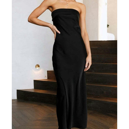 Women Sexy Tube Dress Strapless Bodycon Summer Bandeau Long Dress