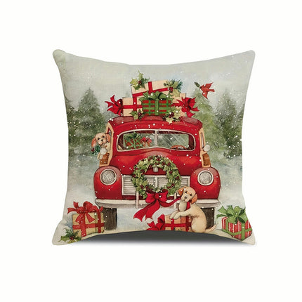 Christmas Throw Pillow Covers Linen Cushion Pillowcase Winter Holiday Farmhouse Decor for Sofa