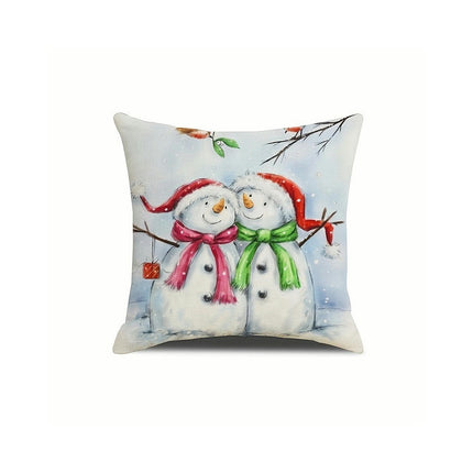 Christmas Throw Pillow Covers Snowman Cushion Pillowcase Winter Farmhouse Decor for Sofa