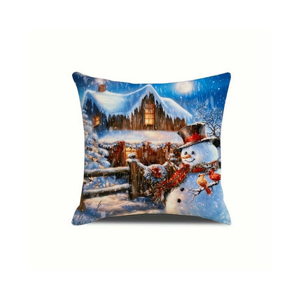 Christmas Throw Pillow Covers Snowman Cushion Pillowcase Winter Farmhouse Decor for Sofa