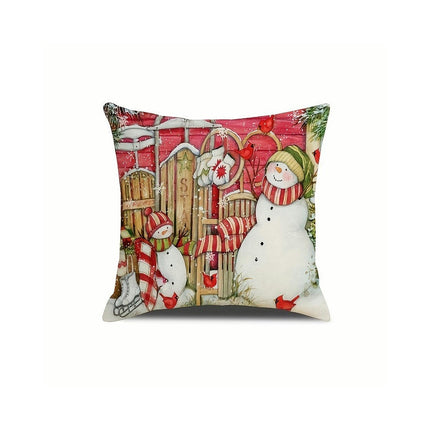 Christmas Throw Pillow Covers Snowman Cushion Pillowcase Winter Farmhouse Decor for Sofa