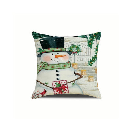 Christmas Throw Pillow Covers Snowman Cushion Pillowcase Winter Farmhouse Decor for Sofa-A