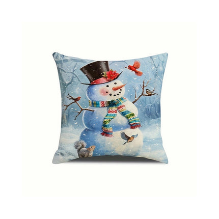 Christmas Throw Pillow Covers Snowman Cushion Pillowcase Winter Farmhouse Decor for Sofa-A