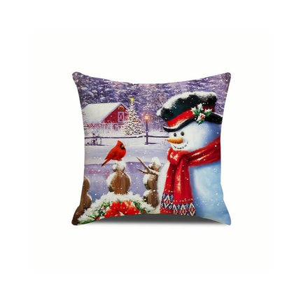 Christmas Throw Pillow Covers Snowman Cushion Pillowcase Winter Farmhouse Decor for Sofa-A