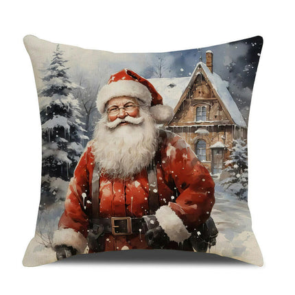 Christmas Pillow Covers Snowman Santa Claus Decor Throw Cushion Case for Home Couch