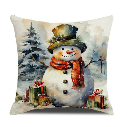 Christmas Pillow Covers Snowman Santa Claus Decor Throw Cushion Case for Home Couch