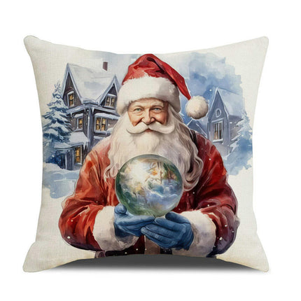 Christmas Pillow Covers Snowman Santa Claus Decor Throw Cushion Case for Home Couch