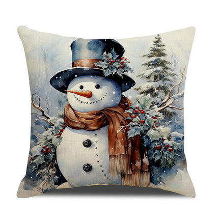 Christmas Pillow Covers Snowman Santa Claus Decor Throw Cushion Case for Home Couch