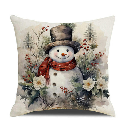 Christmas Pillow Covers Snowman Santa Claus Decor Throw Cushion Case for Home Couch