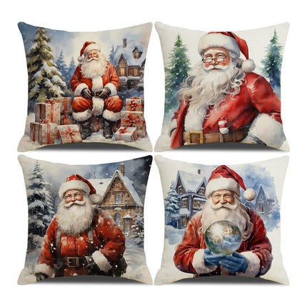 Christmas Pillow Covers Snowman Santa Claus Decor Throw Cushion Case for Home Couch