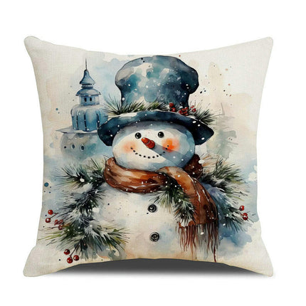 Christmas Pillow Covers Snowman Santa Claus Decor Throw Cushion Case for Home Couch