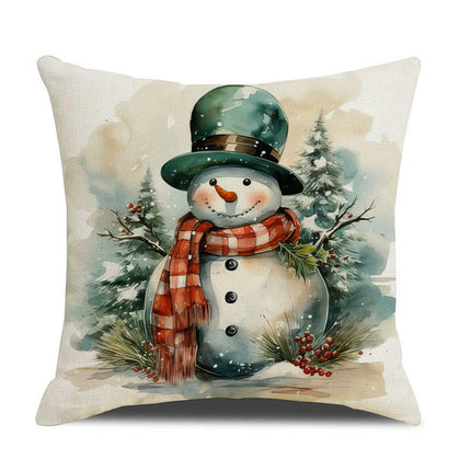 Christmas Pillow Covers Snowman Santa Claus Decor Throw Cushion Case for Home Couch