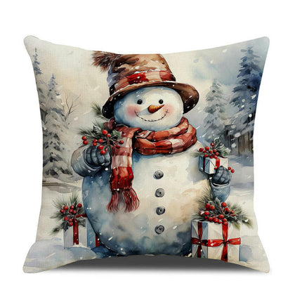 Christmas Pillow Covers Snowman Santa Claus Decor Throw Cushion Case for Home Couch