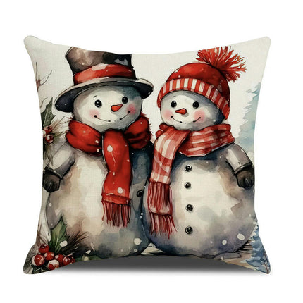 Christmas Pillow Covers Snowman Santa Claus Decor Throw Cushion Case for Home Couch