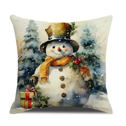 Christmas Pillow Covers Snowman Santa Claus Decor Throw Cushion Case for Home Couch