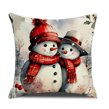 Christmas Pillow Covers Snowman Santa Claus Decor Throw Cushion Case for Home Couch