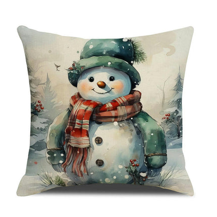 Christmas Pillow Covers Snowman Santa Claus Decor Throw Cushion Case for Home Couch