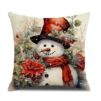 Christmas Pillow Covers Snowman Santa Claus Decor Throw Cushion Case for Home Couch