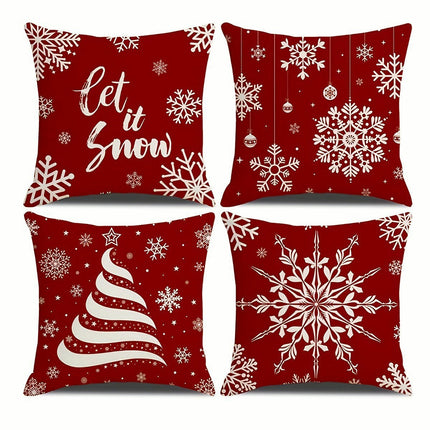 Christmas Throw Pillow Covers Christmas Holiday Pillow Cases Red Snowflakes Cushion Covers For Home Decor