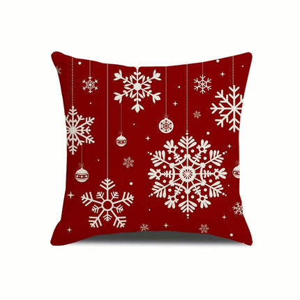 Christmas Throw Pillow Covers Christmas Holiday Pillow Cases Red Snowflakes Cushion Covers For Home Decor