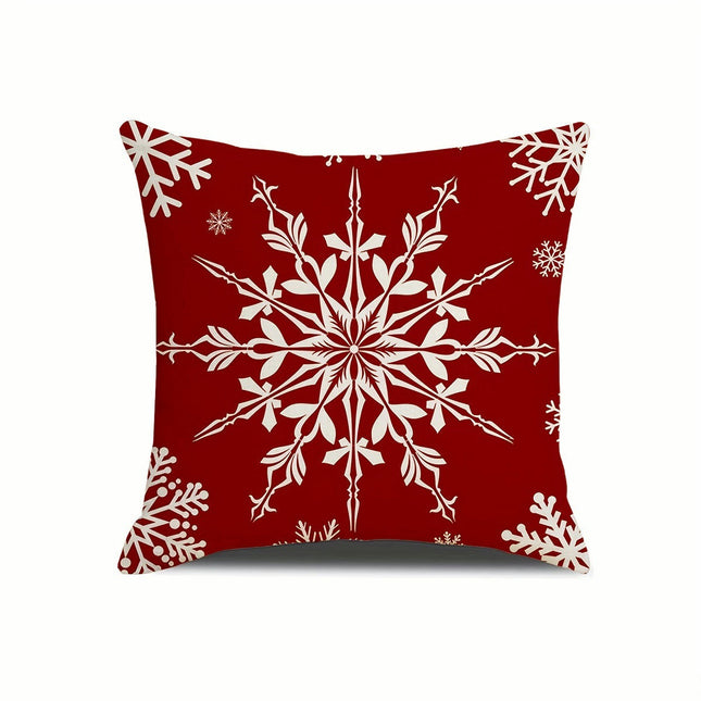 Christmas Throw Pillow Covers Christmas Holiday Pillow Cases Red Snowflakes Cushion Covers For Home Decor