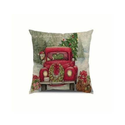 Christmas Throw Pillow Covers Linen Cushion Pillowcase Winter Holiday Farmhouse Decor for Sofa-A