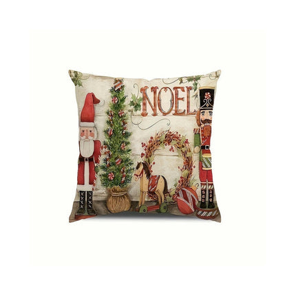 Christmas Throw Pillow Covers Linen Cushion Pillowcase Winter Holiday Farmhouse Decor for Sofa-A