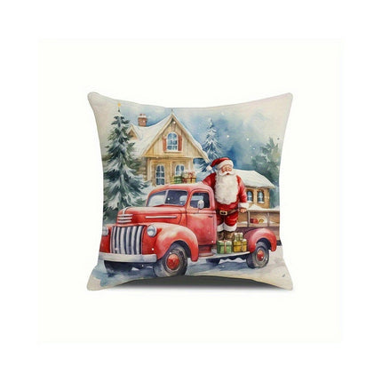 Christmas Pillow Covers Snowman Santa Claus Decor Throw Cushion Case for Home Couch-A