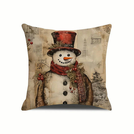 Christmas Pillow Covers Winter Snowman Cushion Covers Xmas Throw Pillow Cases for Home Decor