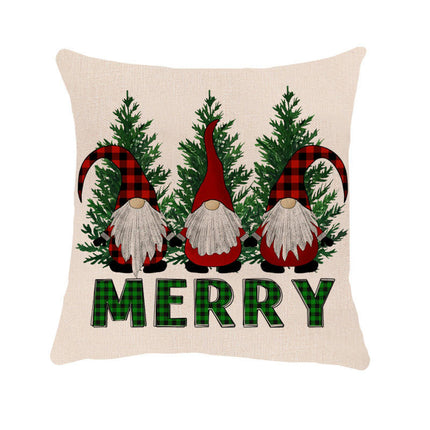 Merry Christmas Pillow Cover with Christmas Tree and Red Truck Home Decorative Throw Cushion Case