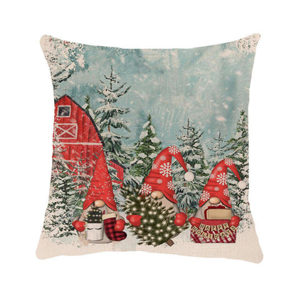 Merry Christmas Pillow Cover with Christmas Tree and Red Truck Home Decorative Throw Cushion Case