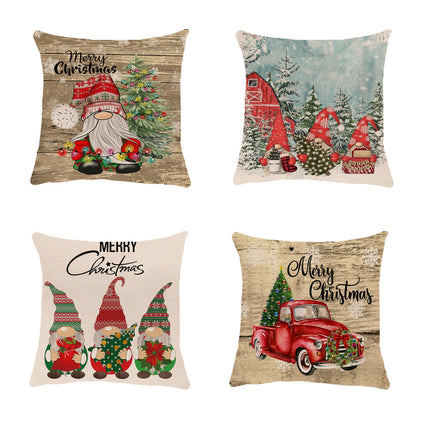 Merry Christmas Pillow Cover with Christmas Tree and Red Truck Home Decorative Throw Cushion Case