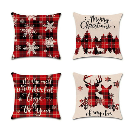 Merry Christmas Throw Pillow Cover,Home Winter Decoration Holiday Square Pillowcase Decor for Sofa Couch-A