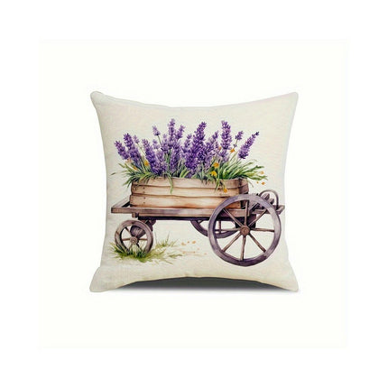 Lavender Decorative Throw Pillow Covers Square Cushion Case Spring Home Decoration for Sofa