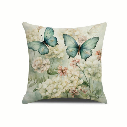 Butterfly Decorative Throw Pillow Covers Square Cushion Case Spring Home Decoration for Sofa