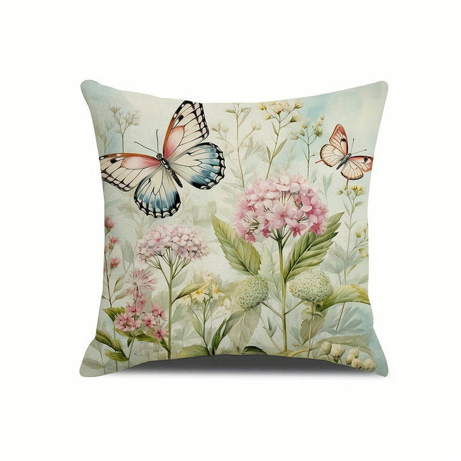 Butterfly Decorative Throw Pillow Covers Square Cushion Case Spring Home Decoration for Sofa