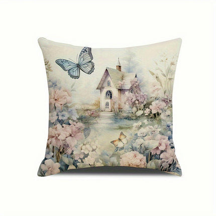 Butterfly Decorative Throw Pillow Covers Square Cushion Case Spring Home Decoration for Sofa